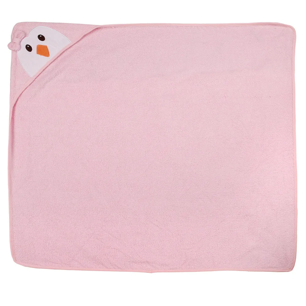 Pink Chik  Cotton Hooded Baby Bath  with Baby Loofah