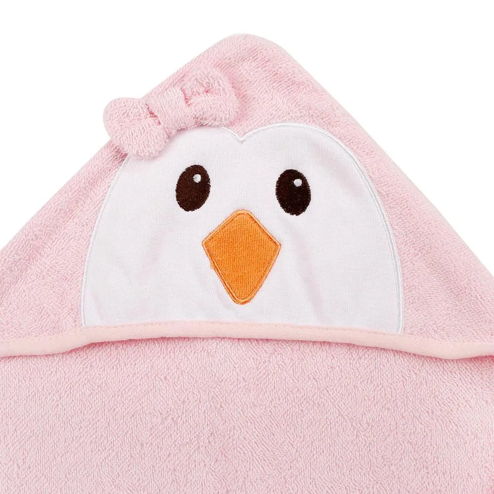 Pink Chik  Cotton Hooded Baby Bath  with Baby Loofah