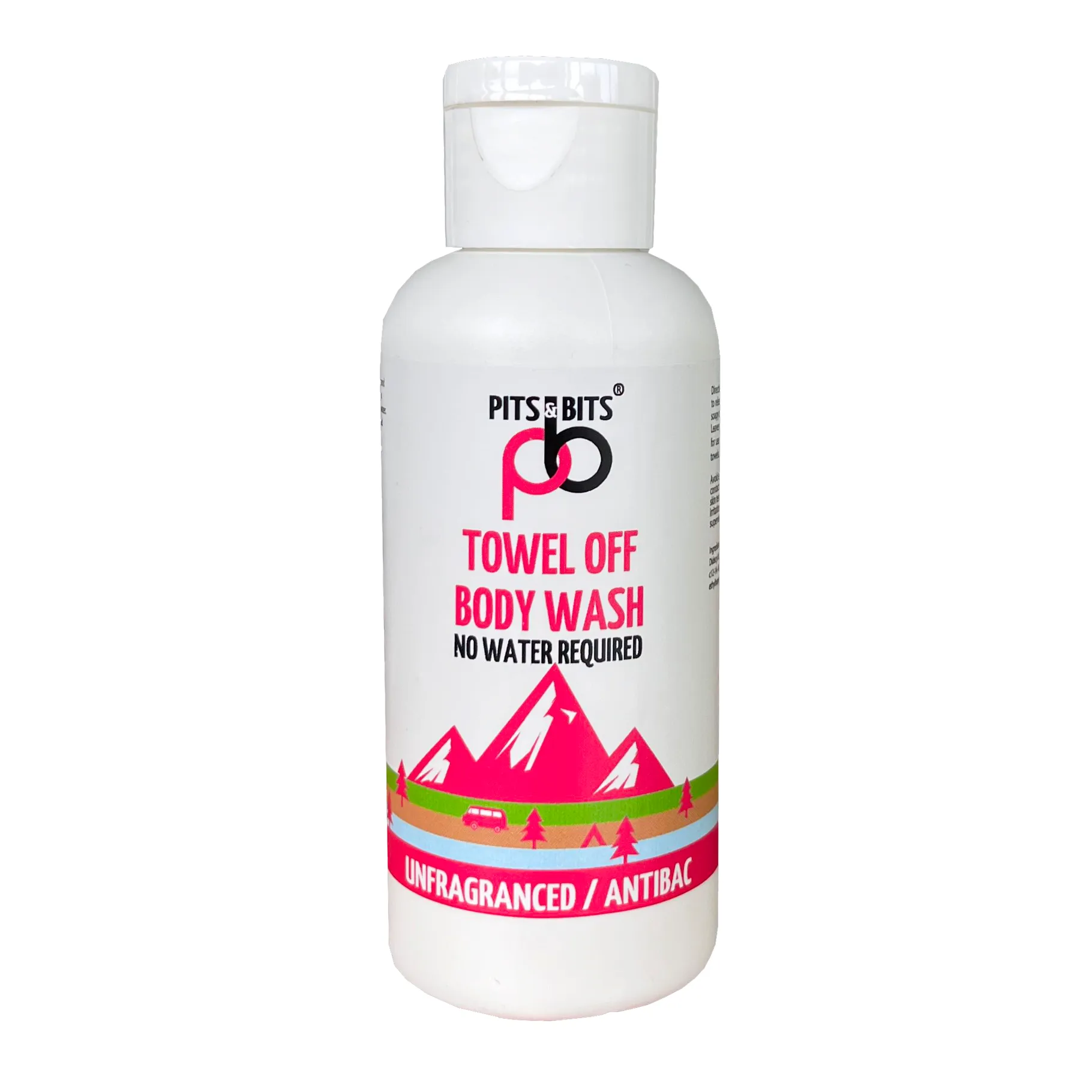 Pits & Bits Towel Off Body Wash -  Antibacterial and Fragrance-Free 100ml Travel Size