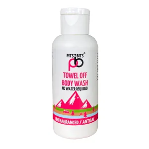 Pits & Bits Towel Off Body Wash -  Antibacterial and Fragrance-Free 100ml Travel Size