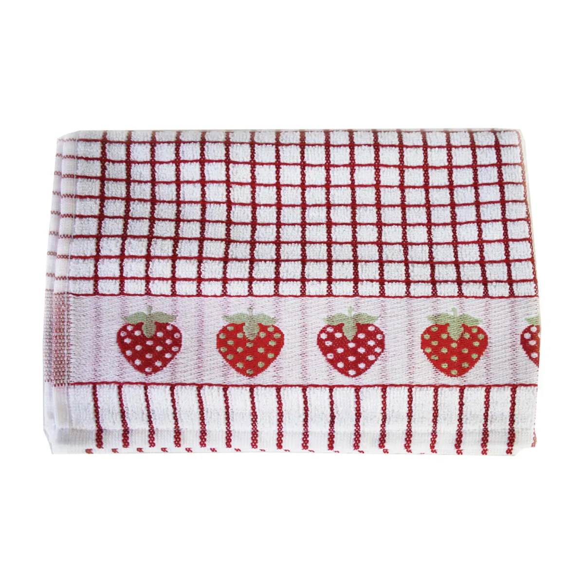 Poli-Dri Red Strawberrry Cotton Jacquard Tea Towel