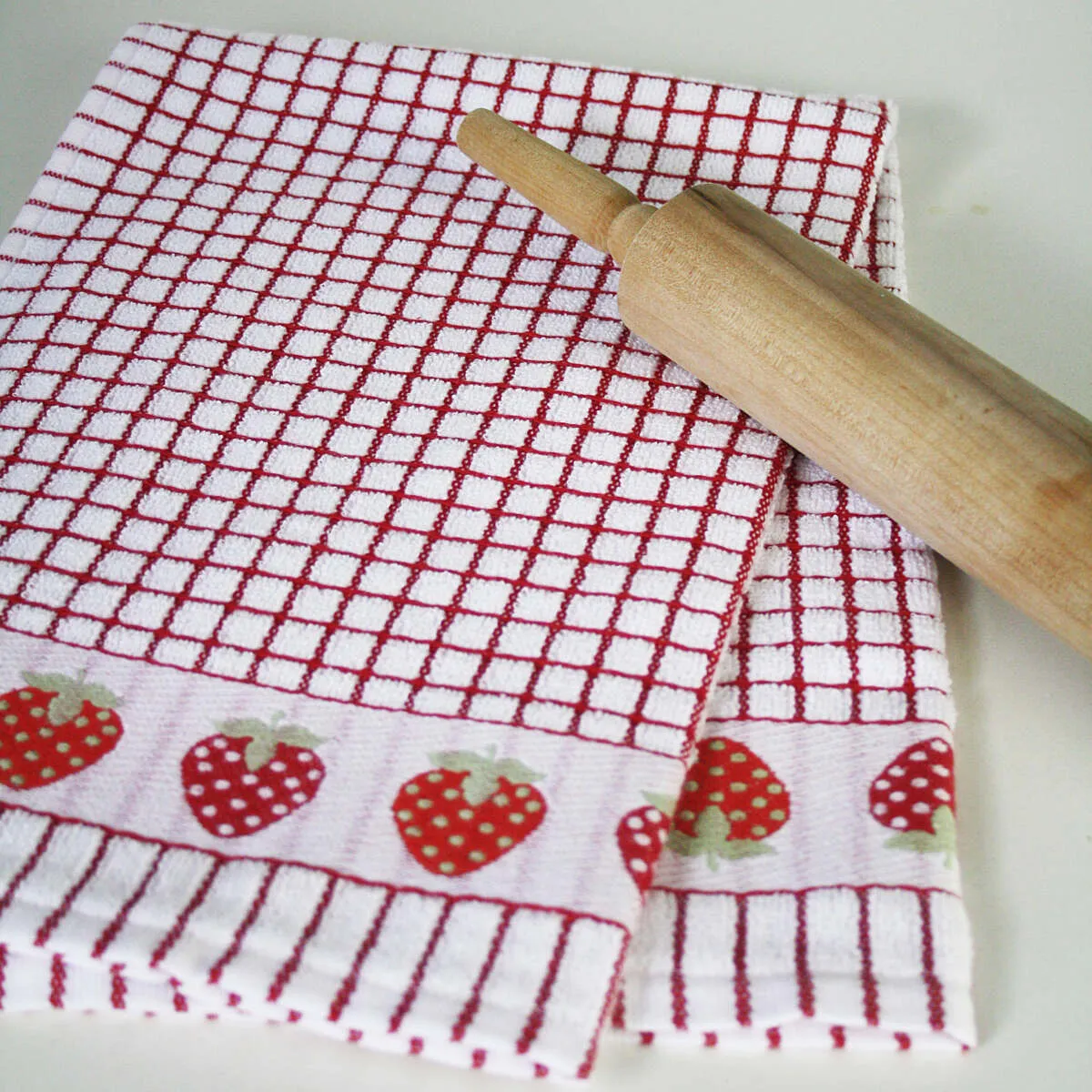 Poli-Dri Red Strawberrry Cotton Jacquard Tea Towel