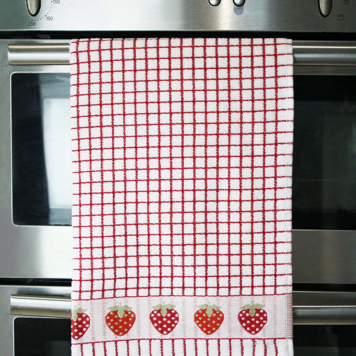 Poli-Dri Red Strawberrry Cotton Jacquard Tea Towel