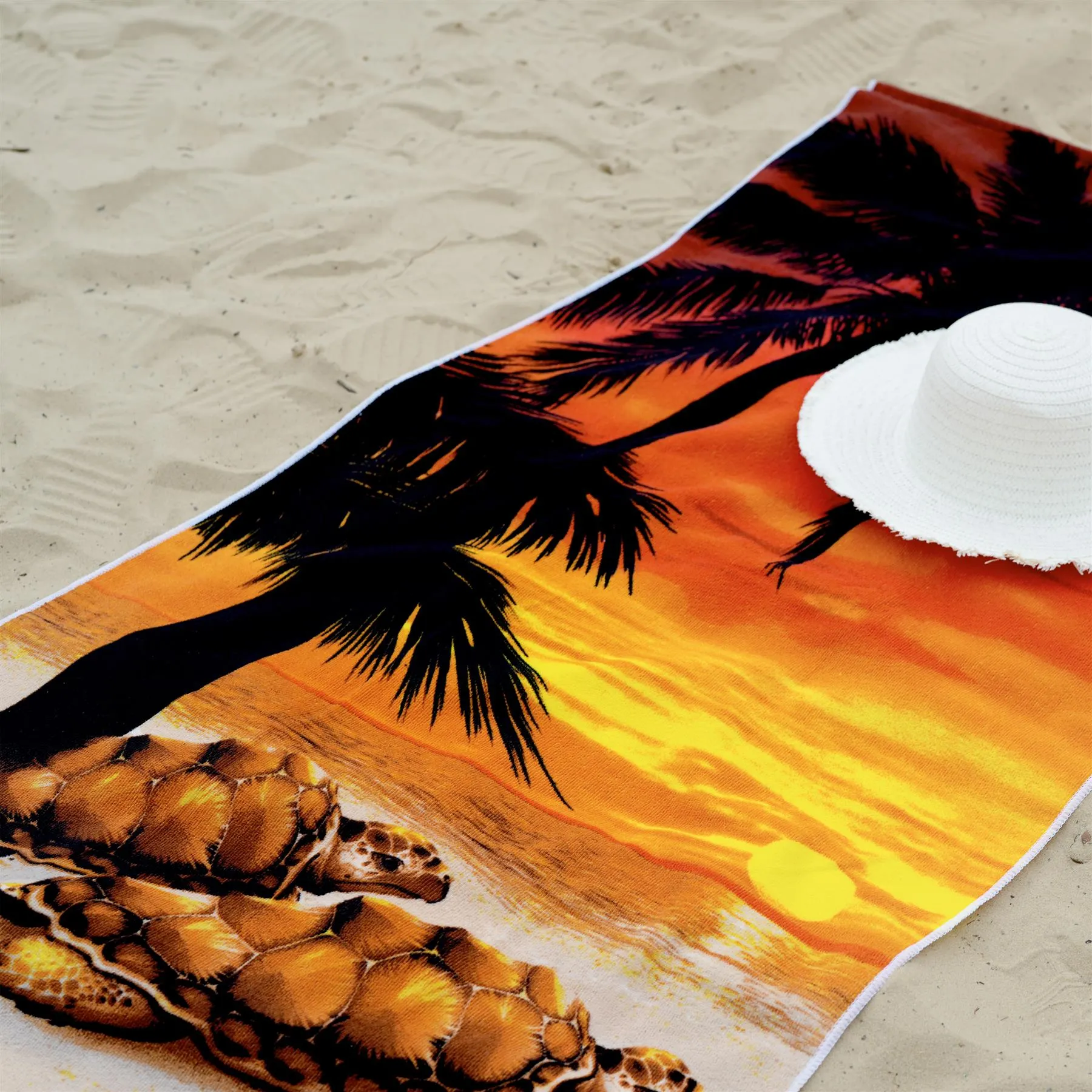 Sunset Tortoise Design Large Towel