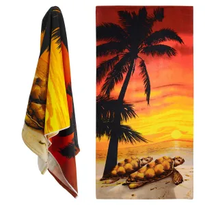 Sunset Tortoise Design Large Towel