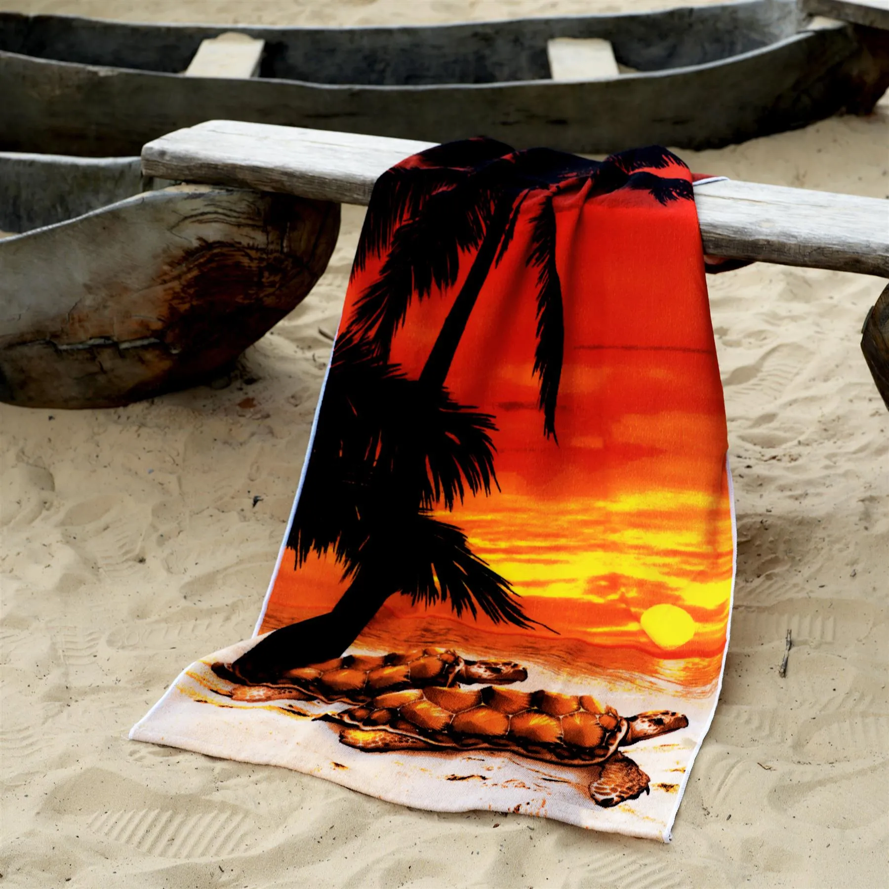 Sunset Tortoise Design Large Towel