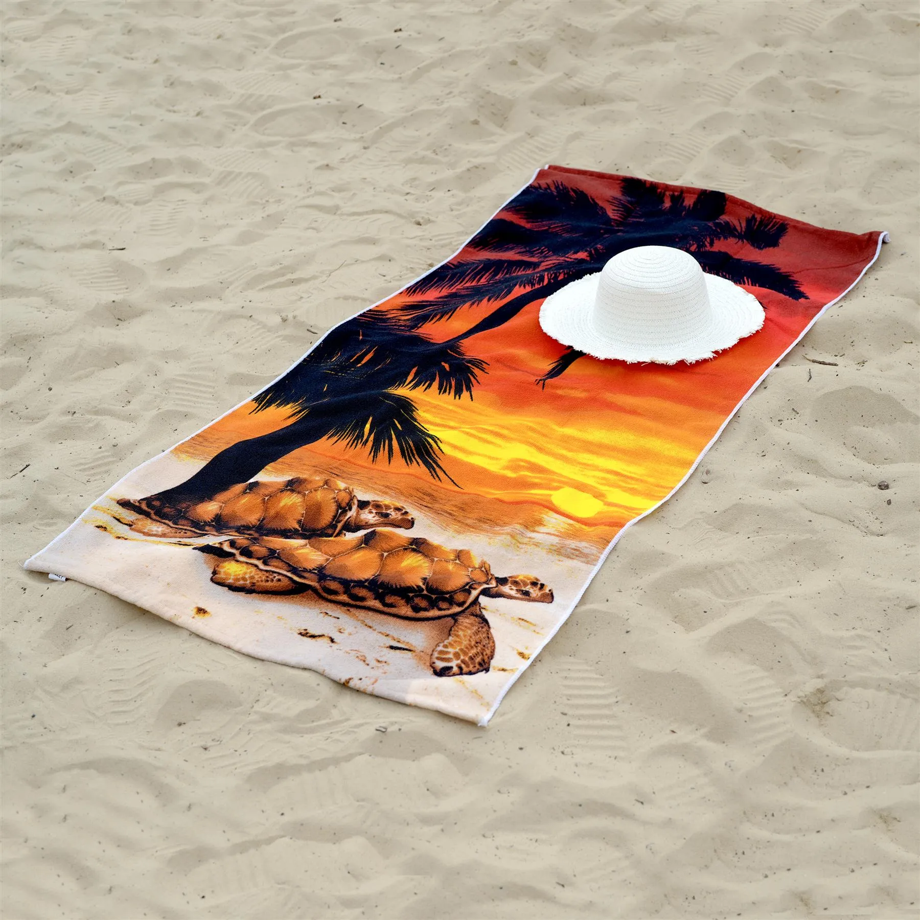 Sunset Tortoise Design Large Towel