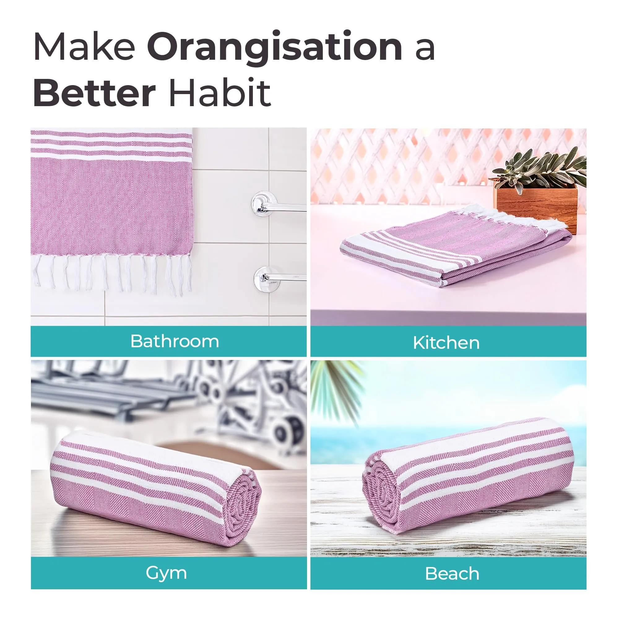 The Better Home Cotton Towel (150cmx75cm, 200gsm)| Soft Bath Towel for Men Women | Anti-Odour High Absorbency Quick Dry Towel | Hair Drying Towel For Women | Turkey Towels For Bath Large Size (Purple)