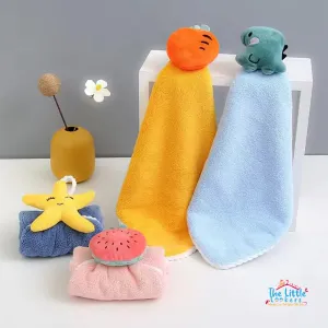 The Little Lookers Cute Microfiber Baby Washcloth for Newborns I Kids Hand Towel I Quick Dry I Super Absorbent, Super Soft Attached Soft Toy Washclothes for Infants, Babies, Toddlers (Pack of 2)