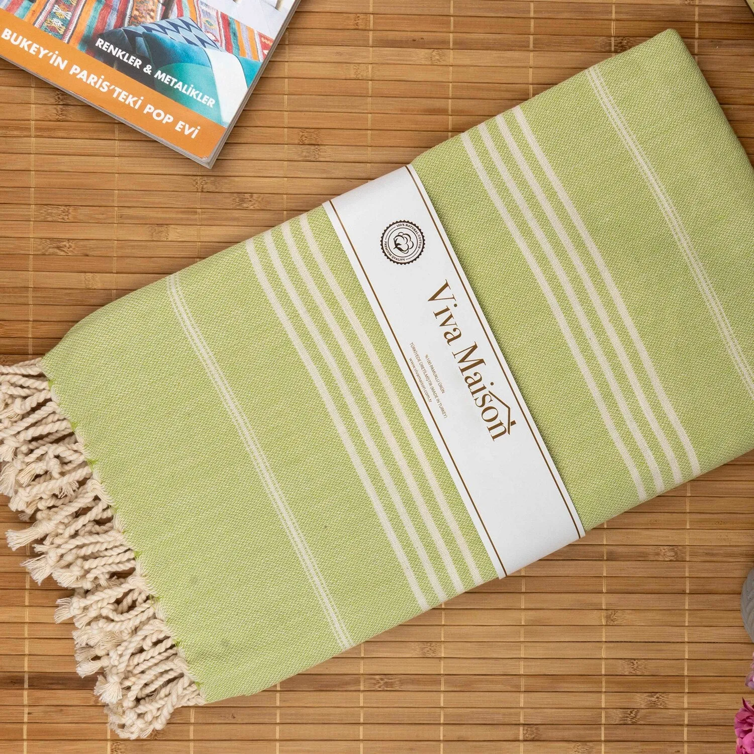 Turkish Cotton Striped Sports Bath Towel with Tassels Travel Gym Camping Bath Sauna Beach Gym Pool Blanket Absorbent Easy Care