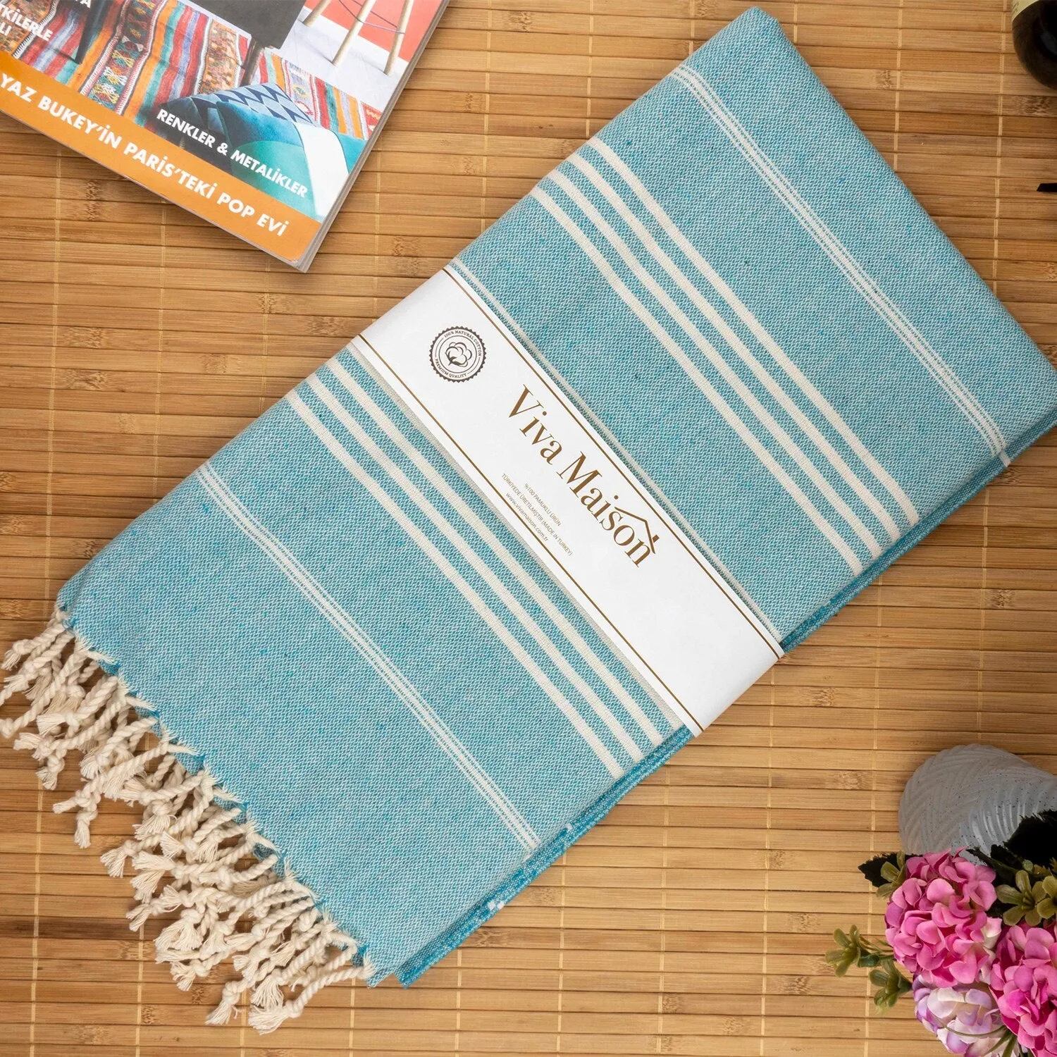 Turkish Cotton Striped Sports Bath Towel with Tassels Travel Gym Camping Bath Sauna Beach Gym Pool Blanket Absorbent Easy Care