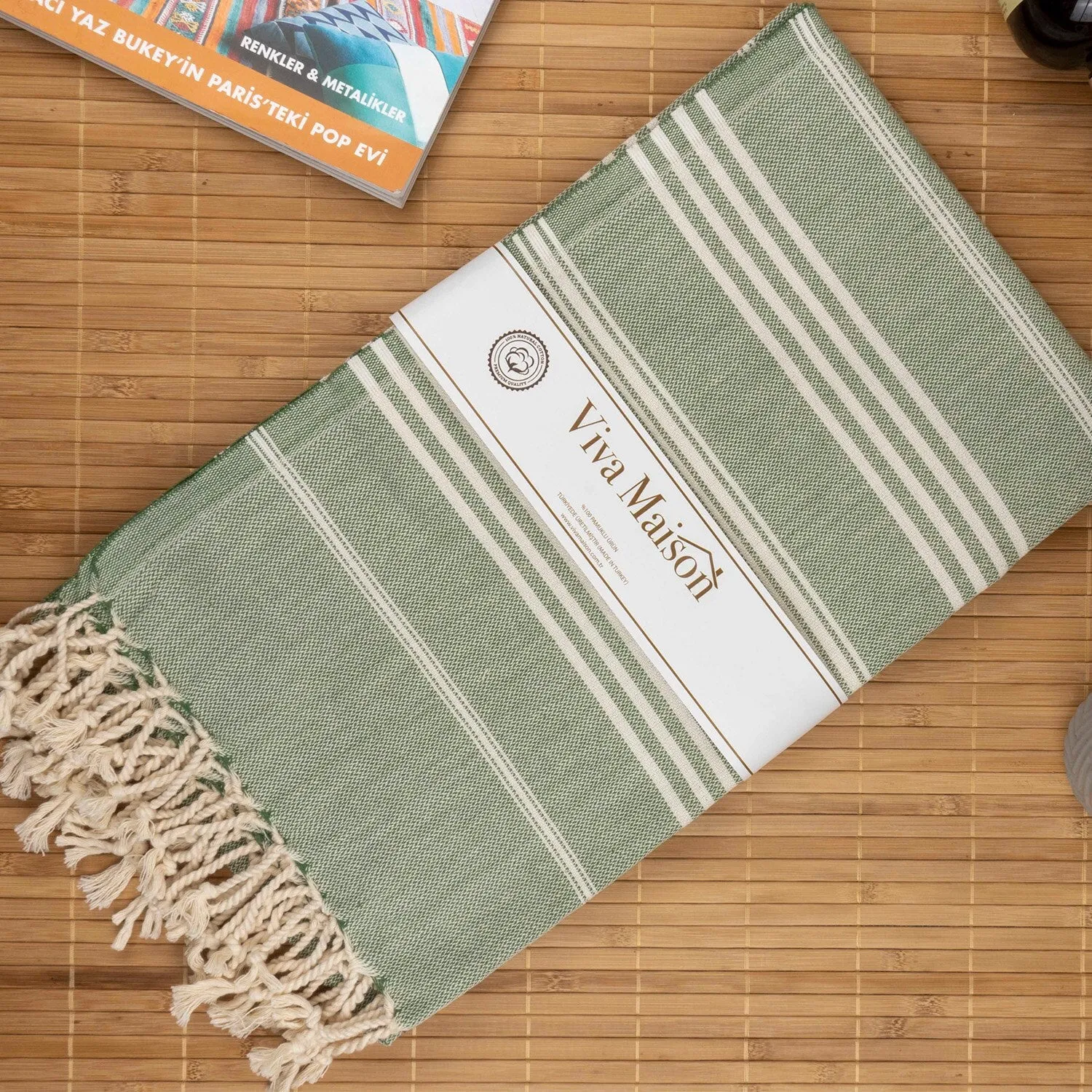 Turkish Cotton Striped Sports Bath Towel with Tassels Travel Gym Camping Bath Sauna Beach Gym Pool Blanket Absorbent Easy Care