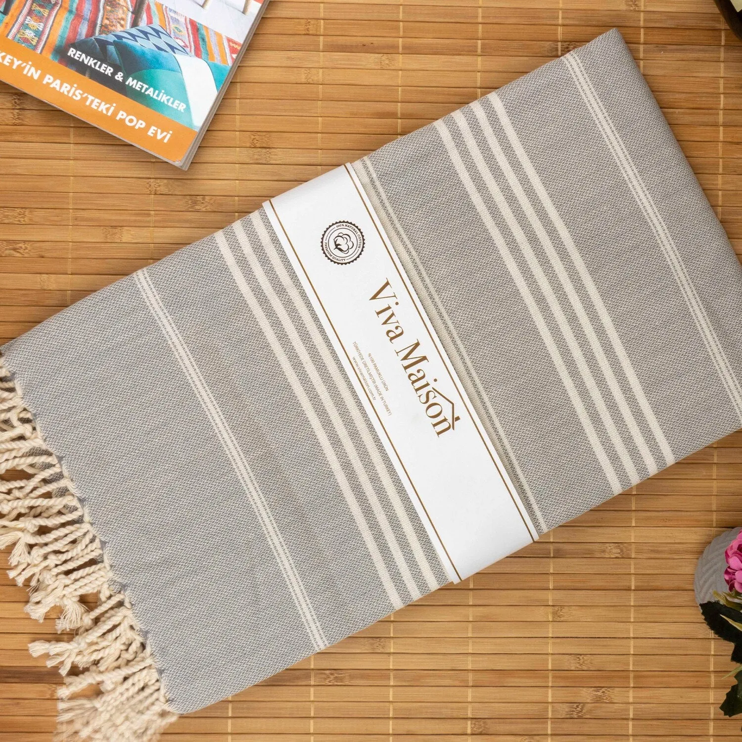 Turkish Cotton Striped Sports Bath Towel with Tassels Travel Gym Camping Bath Sauna Beach Gym Pool Blanket Absorbent Easy Care