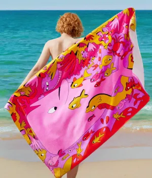 U by Bedsure 100% Cotton -  Underwater World Oversized Beach Towel