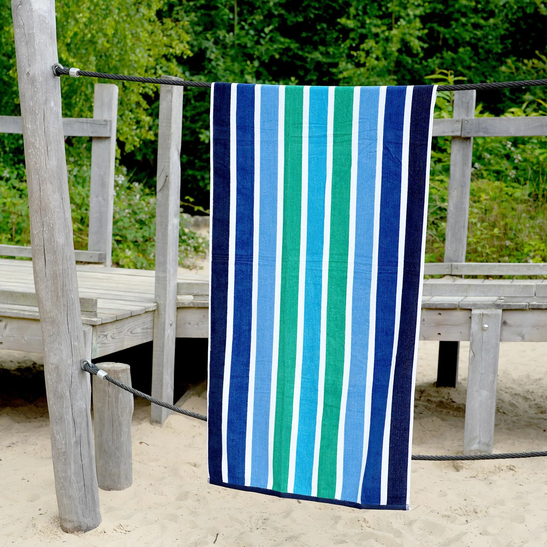 Velour Striped Beach Towel Midnight Oasis