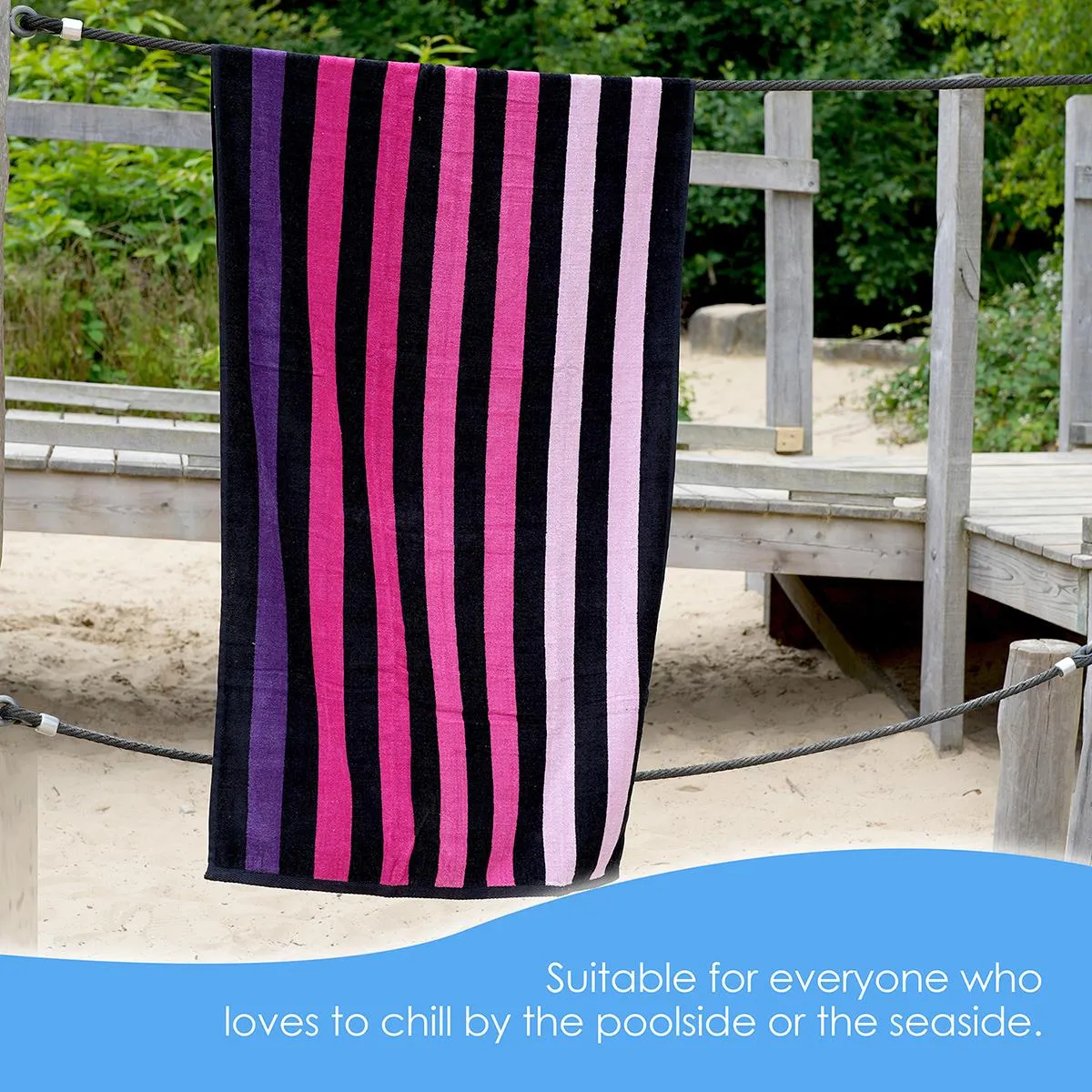 Velour Striped Beach Towel Sunset