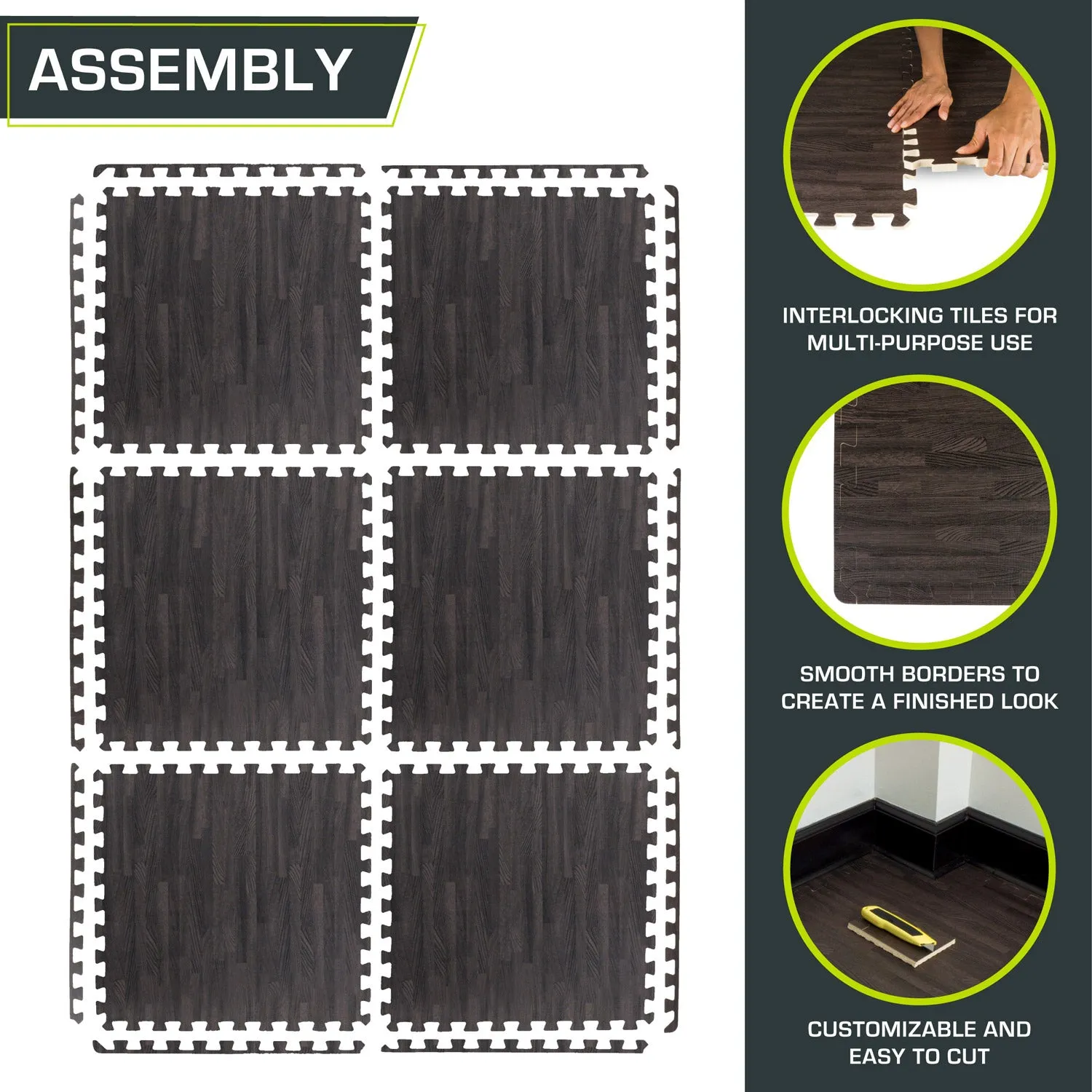 Wood Grain Puzzle Mat 1/2-in, 24 Sq Ft